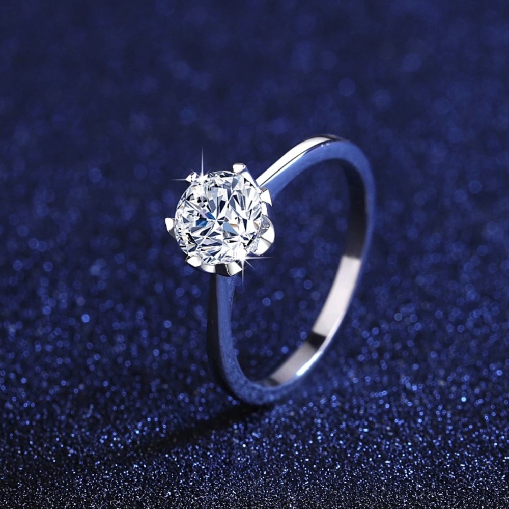 1CT Platinum GRA Moissanite Diamond Ring S925 NEW - Picture 5 of 9